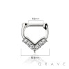 MULTI CZ HEART STARFIRE SEPTUM HINGED CLICKER